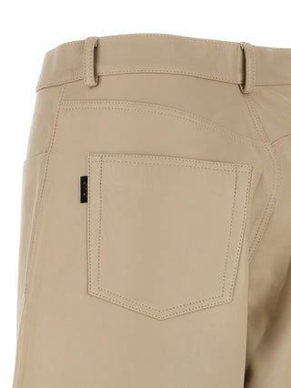 Beige Leather Pants