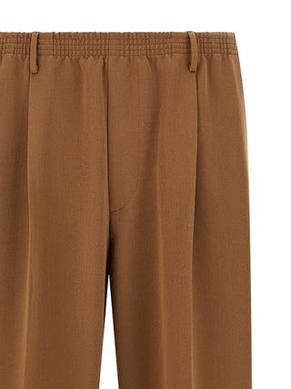 Brown Polyester Casual Pants