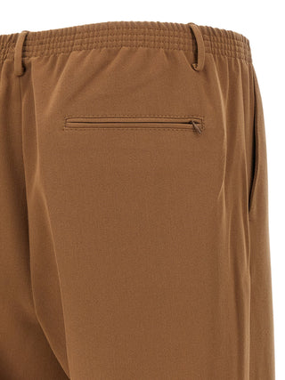 Brown Polyester Casual Pants