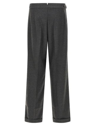 Gray Polyester Casual Pants