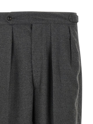 Gray Polyester Casual Pants