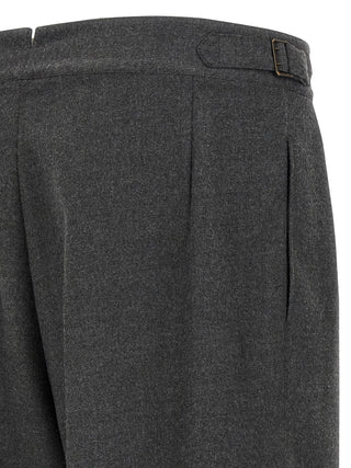 Gray Polyester Casual Pants