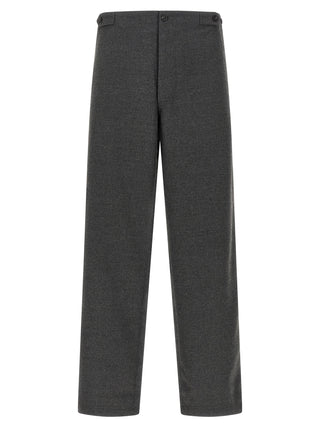 Gray Polyester Casual Pants