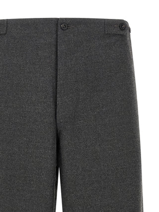 Gray Polyester Casual Pants