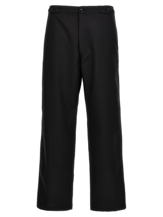 Black Polyester Casual Pants