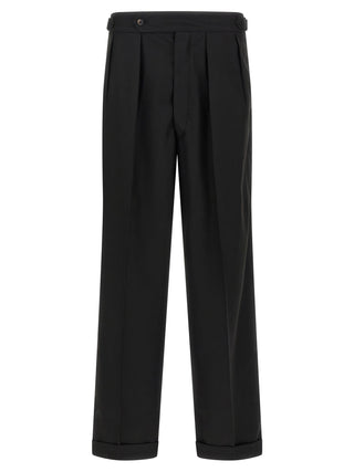 Black Polyester Casual Pants