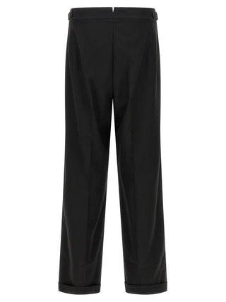 Black Polyester Casual Pants