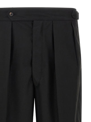 Black Polyester Casual Pants