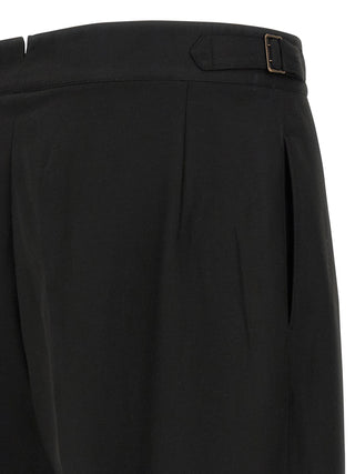 Black Polyester Casual Pants