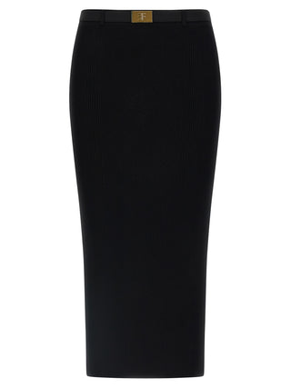 Black Viscose Midi Skirt