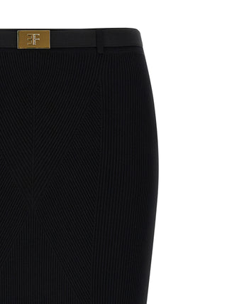 Black Viscose Midi Skirt