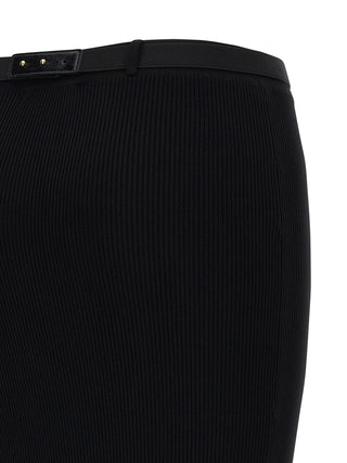 Black Viscose Midi Skirt