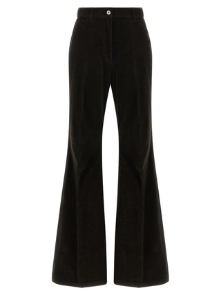 Brown Cotton Flared Pants