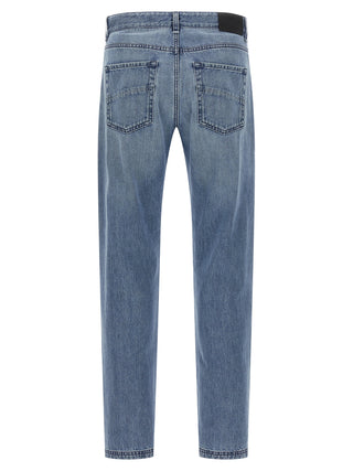 Blue Cotton Straight-Leg Jeans