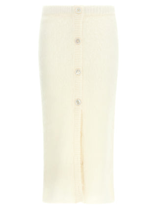 White Other Fibres Midi Skirt