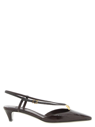 Brown Lamb Leather Mid Heel Pumps