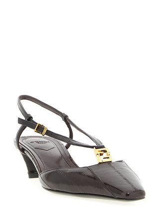 Brown Lamb Leather Mid Heel Pumps