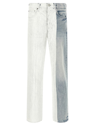 Jeans de pierna recta de algodón azul