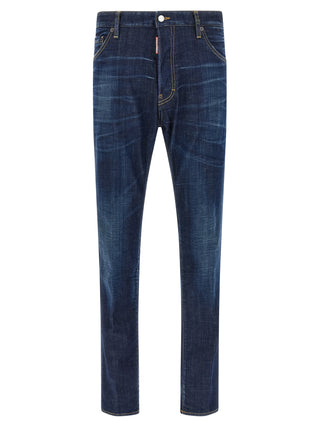 Jeans de pierna recta de algodón azul