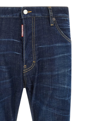 Blue Cotton Straight-Leg Jeans
