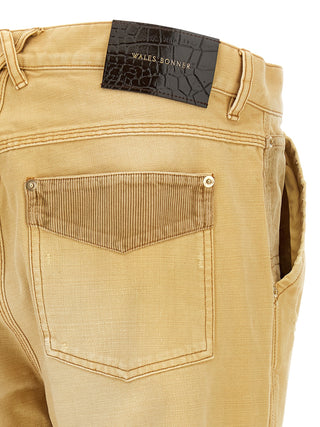 Beige Cotton Casual Pants