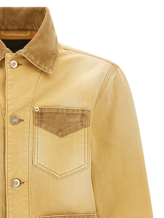 Beige Cotton Denim Jacket