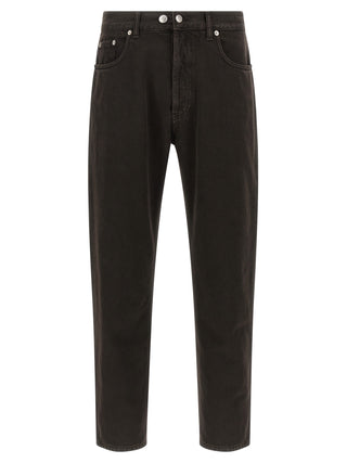 Black Cotton Tapered Jeans