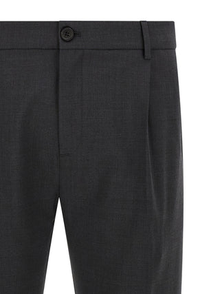 Gray Virgin Wool Cropped Pants