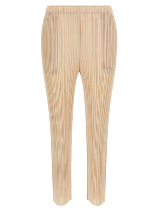 Beige Polyester Casual Pants