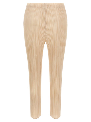 Beige Polyester Casual Pants