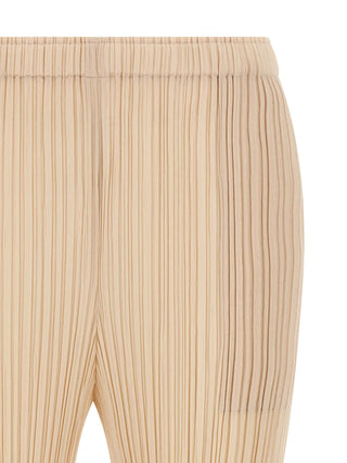 Beige Polyester Casual Pants