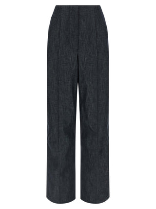 Blue Cotton High-Waisted Jean