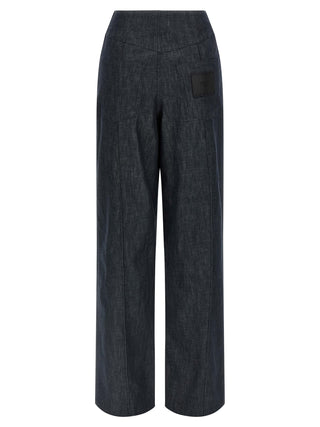 Blue Cotton High-Waisted Jean