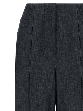 Blue Cotton High-Waisted Jean