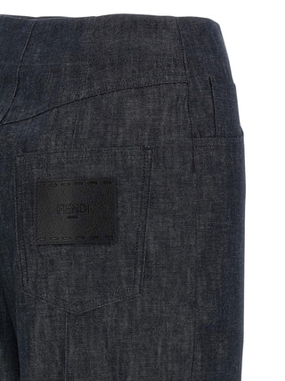 Blue Cotton High-Waisted Jean