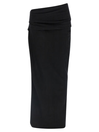 Black Wool Midi Skirt