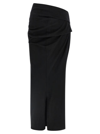 Black Wool Midi Skirt