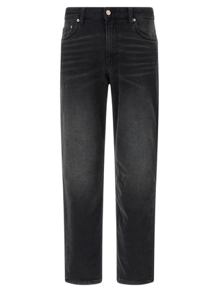 Black Cotton Straight-Leg Jeans