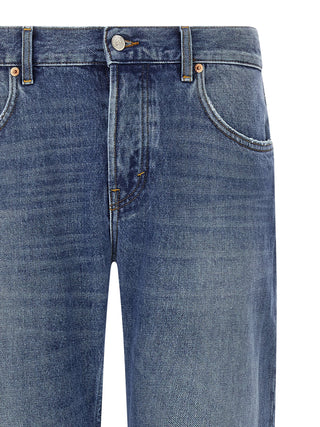 Jeans de pierna recta de algodón azul