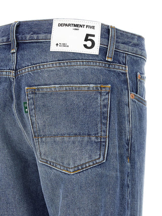 Jeans de pierna recta de algodón azul