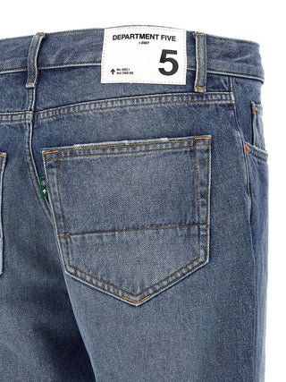 Jeans de pierna recta de algodón azul