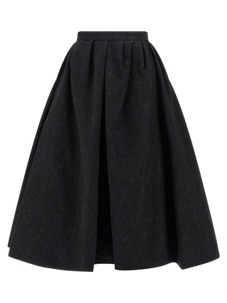 Black Cotton Midi Skirt