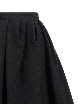 Black Cotton Midi Skirt