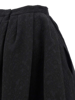 Black Cotton Midi Skirt
