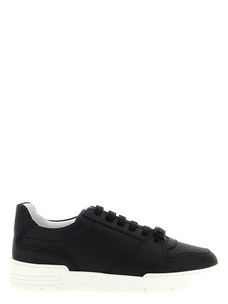 Black Leather Low Top Sneakers