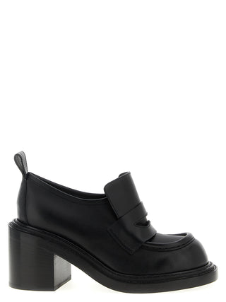 Black Leather Platform Loafers