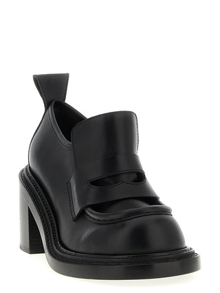 Black Leather Platform Loafers
