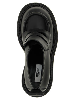 Black Leather Platform Loafers