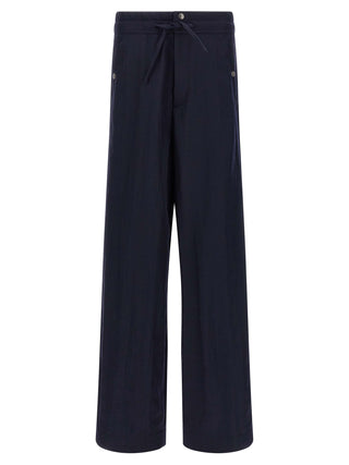 Blue Nylon Casual Pants