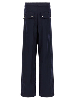 Blue Nylon Casual Pants